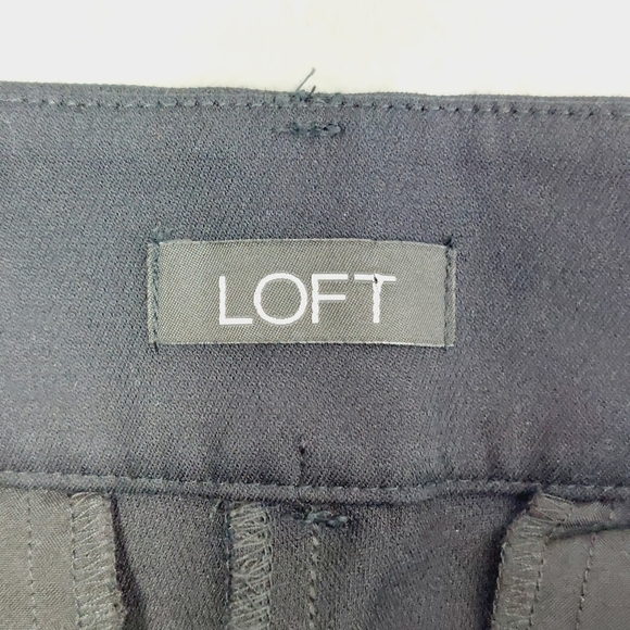 Loft Skinny Cotton Blend Black with White Stripe Flat Front Pants P2982 - Picture 6 of 9
